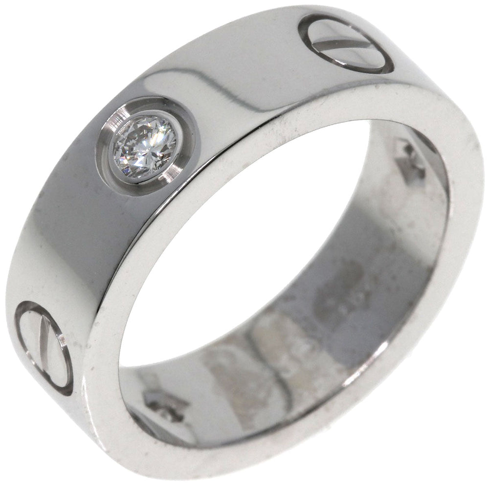 CARTIER Ring K18WG Silver Love Ring 3P Diamond #49 Women Used Authentic