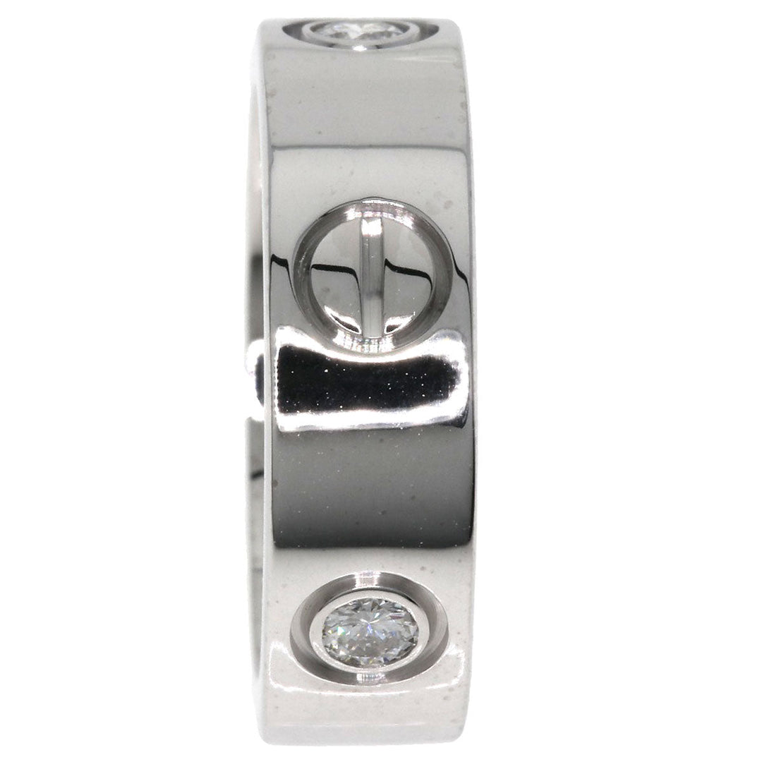 CARTIER Ring K18WG Silver Love Ring 3P Diamond #49 Women Used Authentic