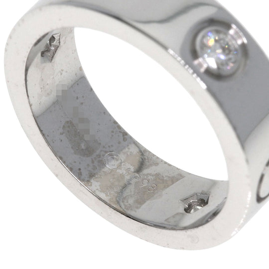 CARTIER Ring K18WG Silver Love Ring 3P Diamond #49 Women Used Authentic