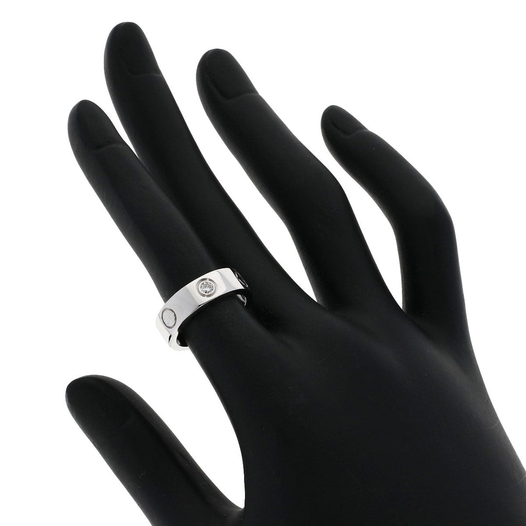 CARTIER Ring K18WG Silver Love Ring 3P Diamond #49 Women Used Authentic