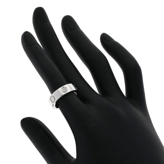 CARTIER Ring K18WG Silver Love Ring 3P Diamond #49 Women Used Authentic