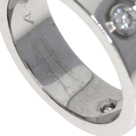 CARTIER Ring K18WG Silver Love Ring 3P Diamond #49 Women Used Authentic