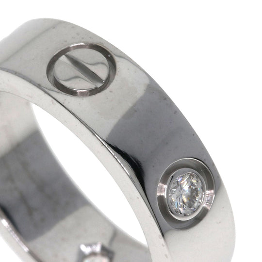 CARTIER Ring K18WG Silver Love Ring 3P Diamond #49 Women Used Authentic