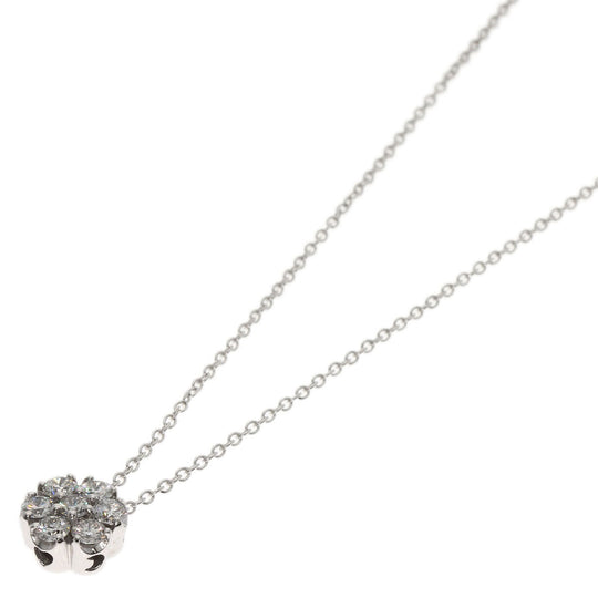 Ponte Vecchio Necklace K18WG Silver Flower Diamond Women Used Authentic