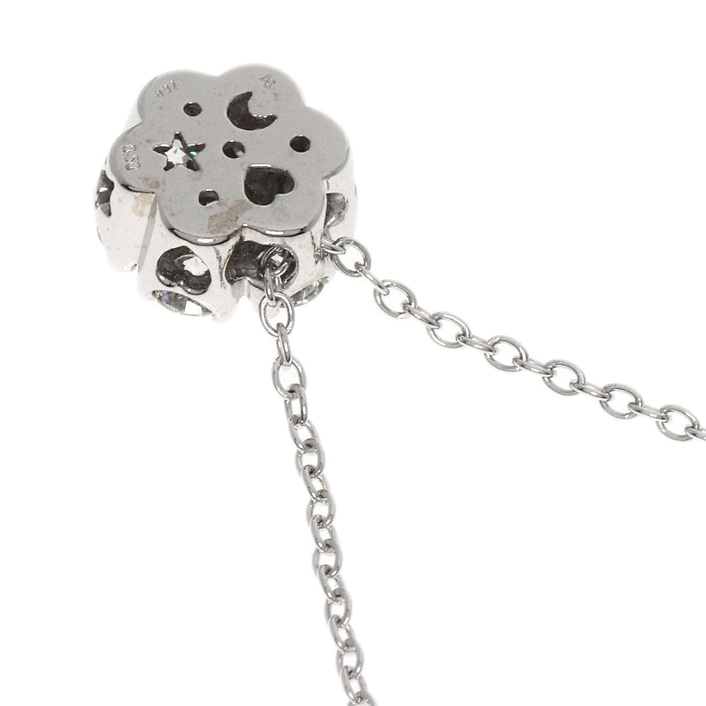 Ponte Vecchio Necklace K18WG Silver Flower Diamond Women Used Authentic