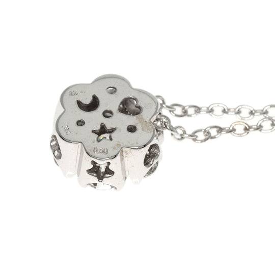 Ponte Vecchio Necklace K18WG Silver Flower Diamond Women Used Authentic