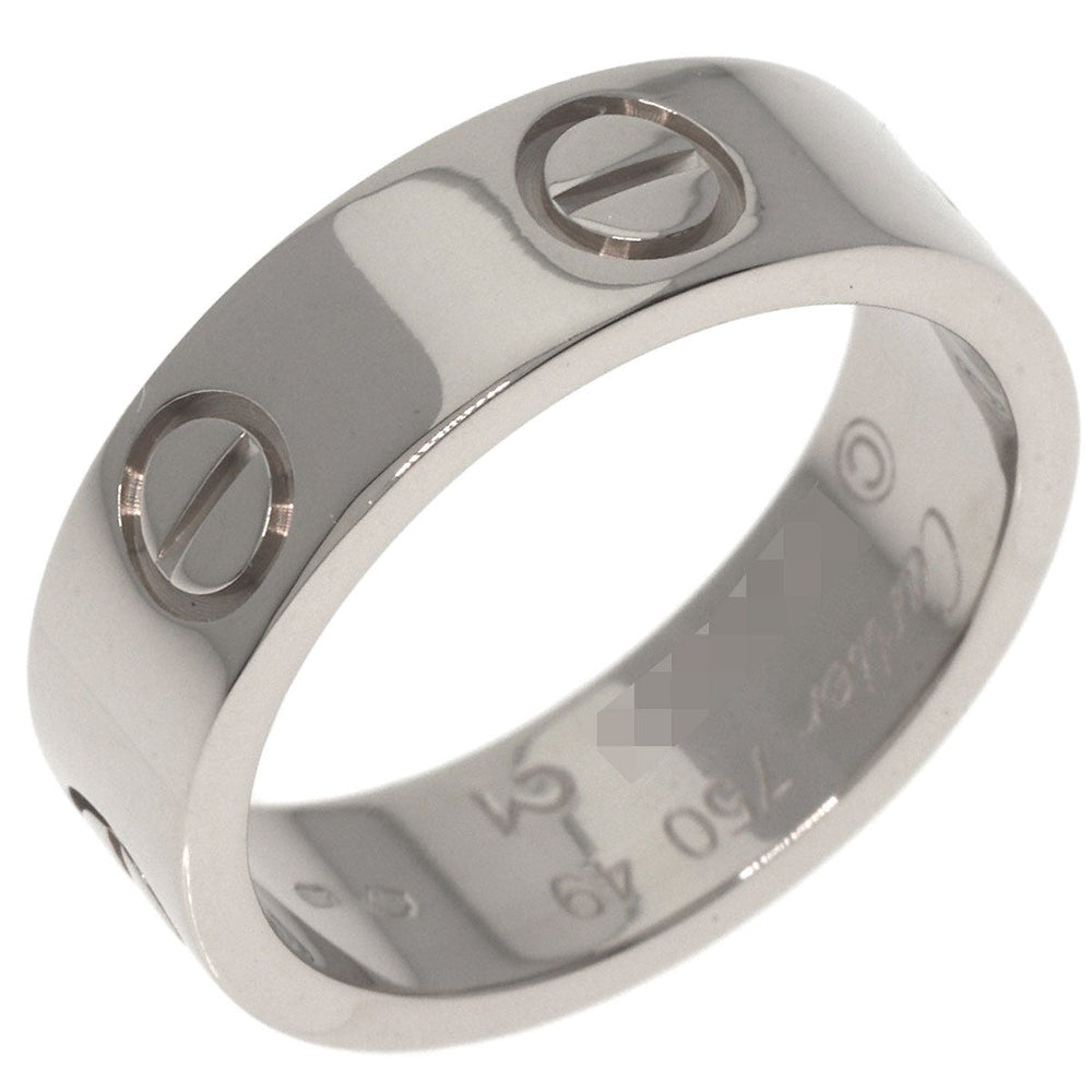 CARTIER Ring K18WG Silver Love Ring #49 Women Used Authentic