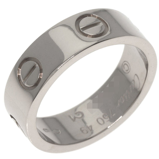 CARTIER Ring K18WG Silver Love Ring #49 Women Used Authentic