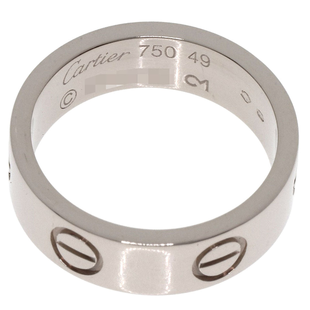 CARTIER Ring K18WG Silver Love Ring #49 Women Used Authentic