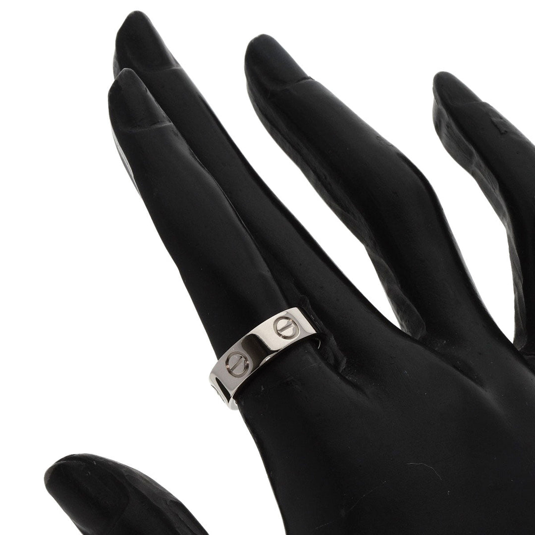 CARTIER Ring K18WG Silver Love Ring #49 Women Used Authentic
