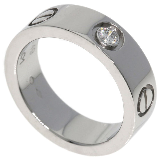 CARTIER Ring PT950 Silver Love Ring 1P Diamond #49 Women Used Authentic