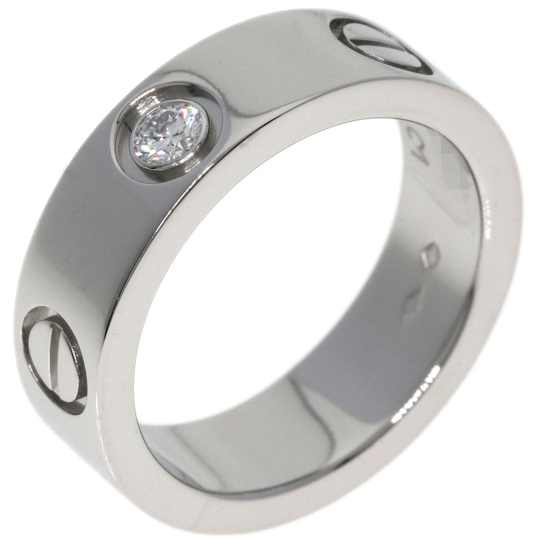 CARTIER Ring PT950 Silver Love Ring 1P Diamond #49 Women Used Authentic