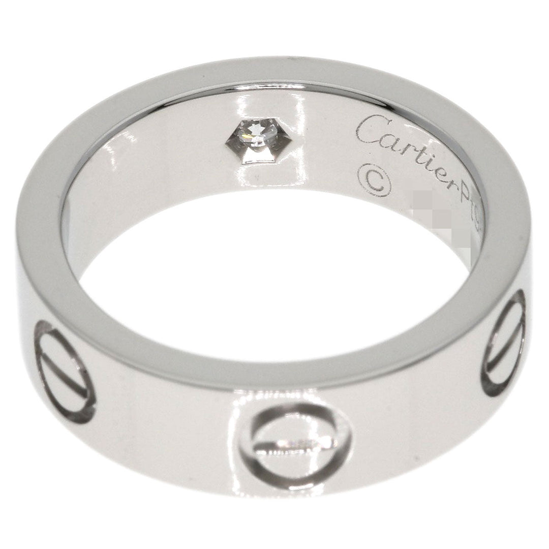 CARTIER Ring PT950 Silver Love Ring 1P Diamond #49 Women Used Authentic