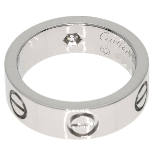 CARTIER Ring PT950 Silver Love Ring 1P Diamond #49 Women Used Authentic