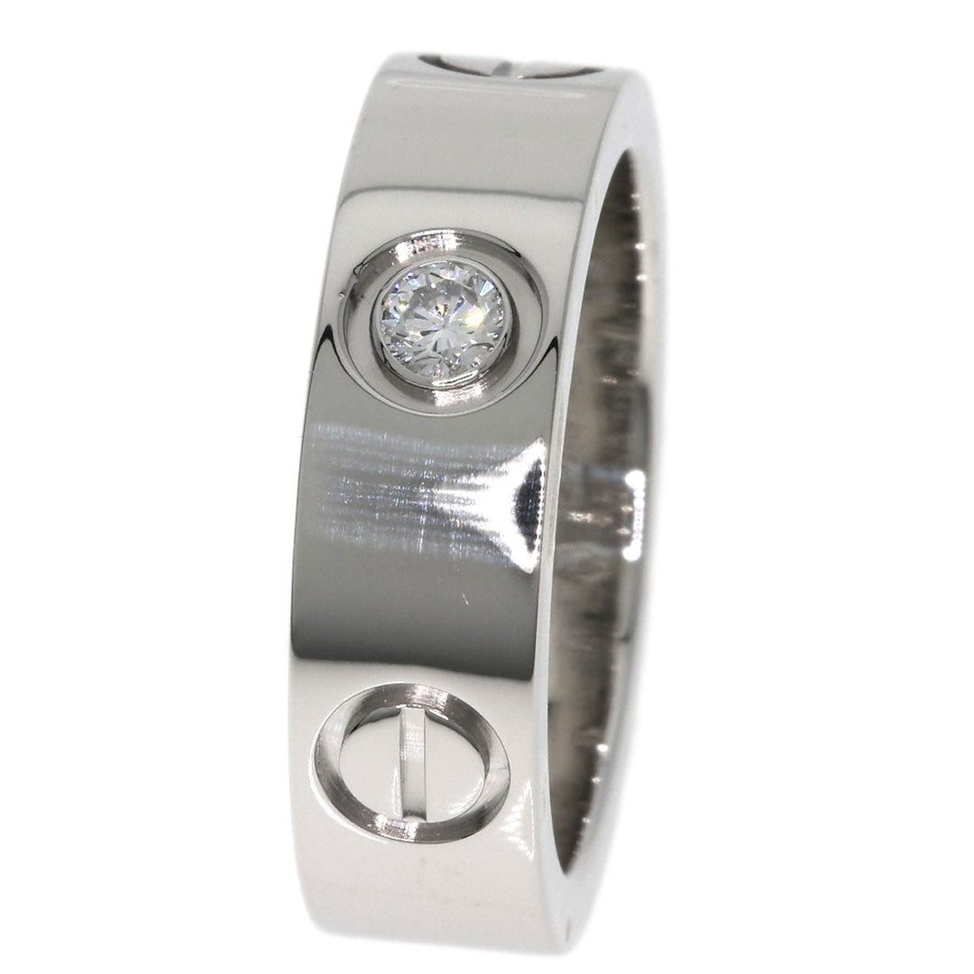 CARTIER Ring PT950 Silver Love Ring 1P Diamond #49 Women Used Authentic