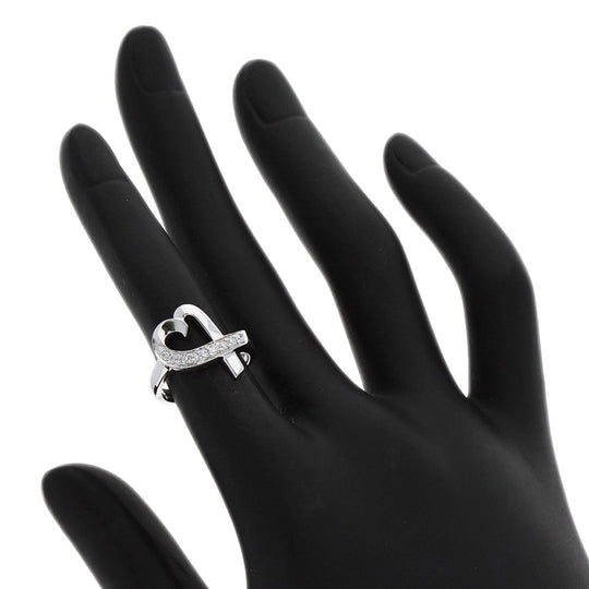 TIFFANY&Co. Ring K18WG Silver Loving heart diamond Women Used Authentic