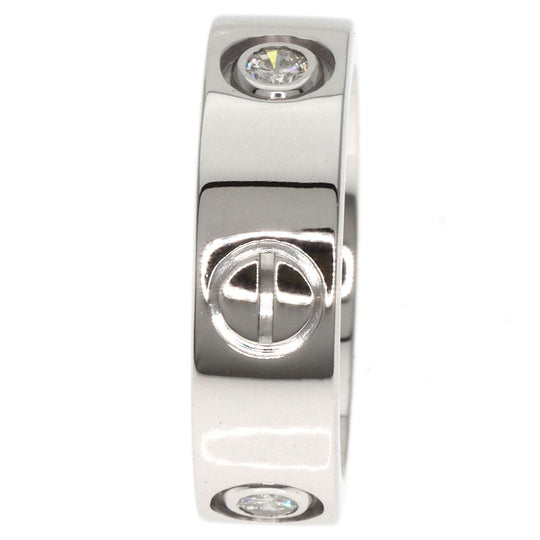 CARTIER Ring K18WG Silver Love Ring Half Diamond #47 Women Used Authentic