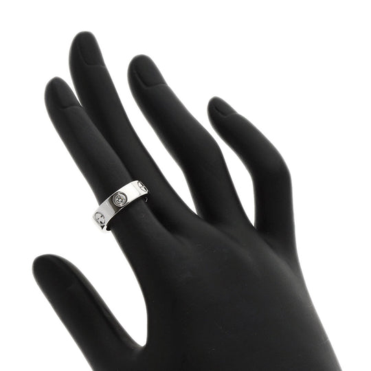 CARTIER Ring K18WG Silver Love Ring Half Diamond #47 Women Used Authentic