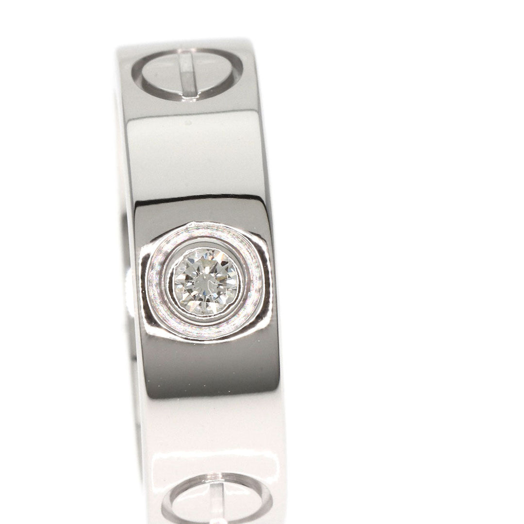 CARTIER Ring K18WG Silver Love Ring Half Diamond #47 Women Used Authentic