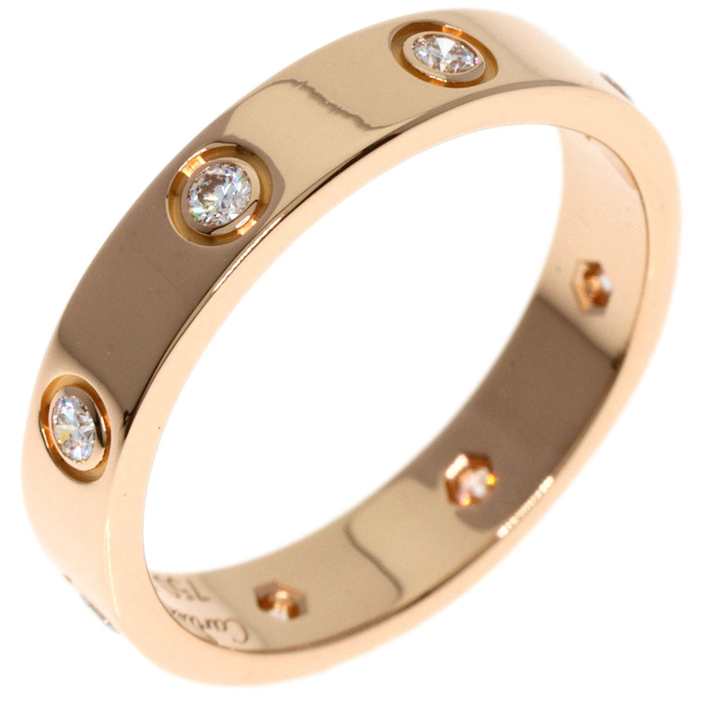 CARTIER Ring 18K Pink Gold gold Mini love ring full diamond #53 Women Used Authentic
