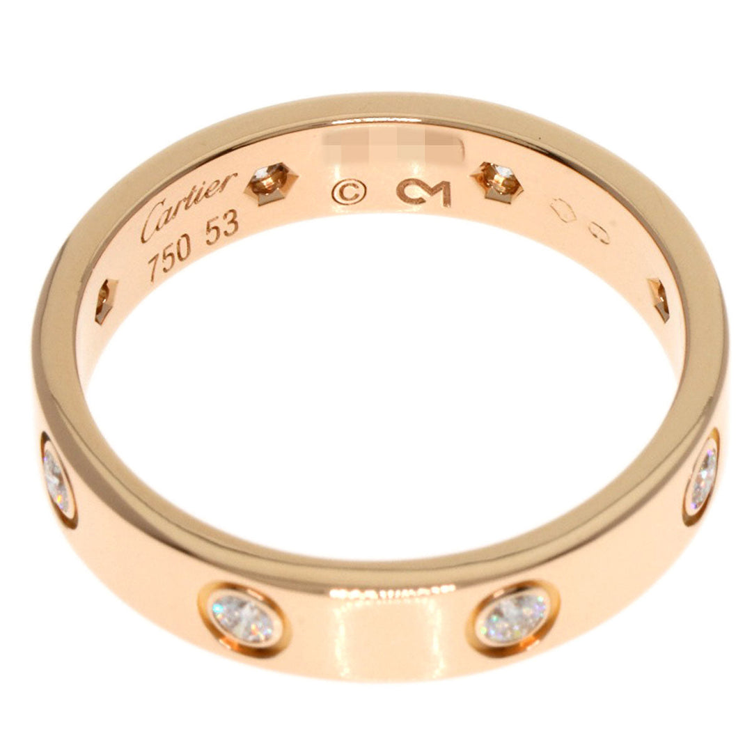 CARTIER Ring 18K Pink Gold gold Mini love ring full diamond #53 Women Used Authentic