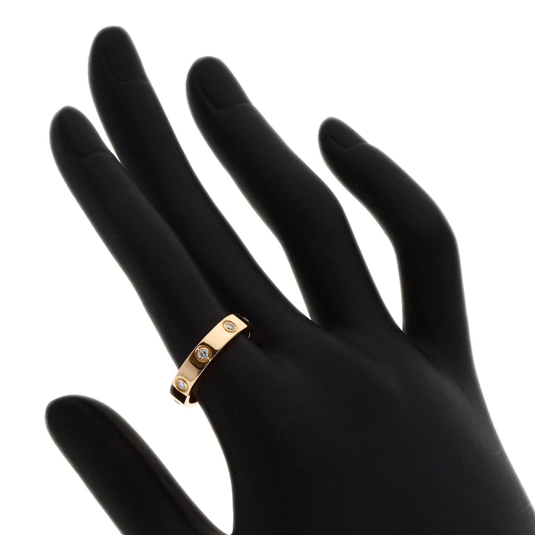 CARTIER Ring 18K Pink Gold gold Mini love ring full diamond #53 Women Used Authentic