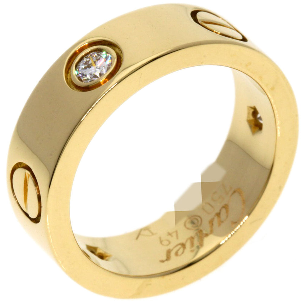 CARTIER Ring 18K Yellow Gold gold Love Ring 3P Diamond #49 Women Used Authentic