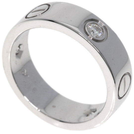 CARTIER Ring K18WG Silver Love Ring Half Diamond #50 Women Used Authentic