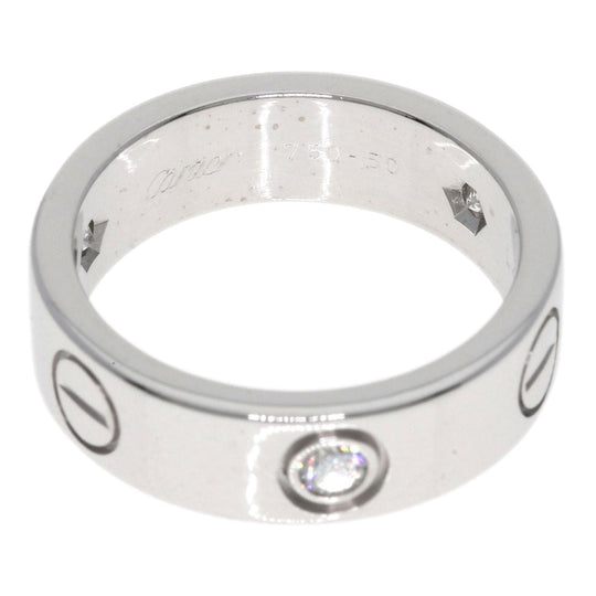 CARTIER Ring K18WG Silver Love Ring Half Diamond #50 Women Used Authentic