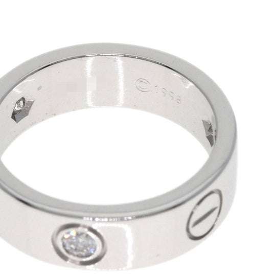 CARTIER Ring K18WG Silver Love Ring Half Diamond #50 Women Used Authentic