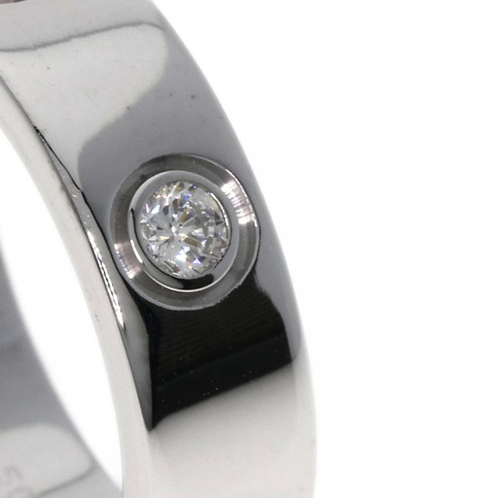 CARTIER Ring K18WG Silver Love Ring Half Diamond #50 Women Used Authentic