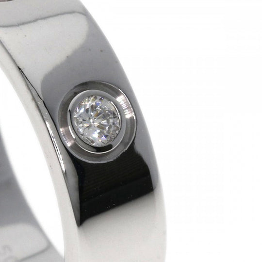 CARTIER Ring K18WG Silver Love Ring Half Diamond #50 Women Used Authentic