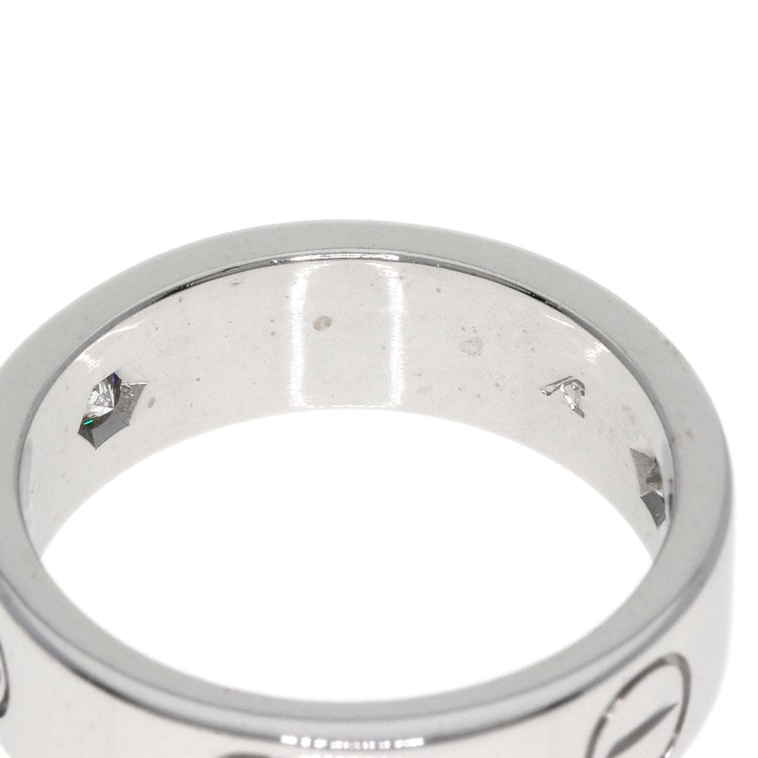 CARTIER Ring K18WG Silver Love Ring Half Diamond #50 Women Used Authentic