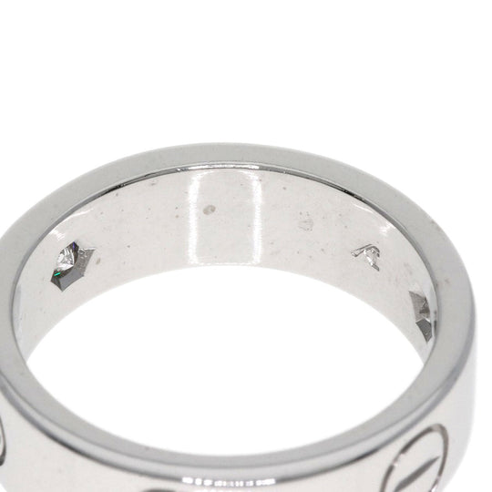CARTIER Ring K18WG Silver Love Ring Half Diamond #50 Women Used Authentic