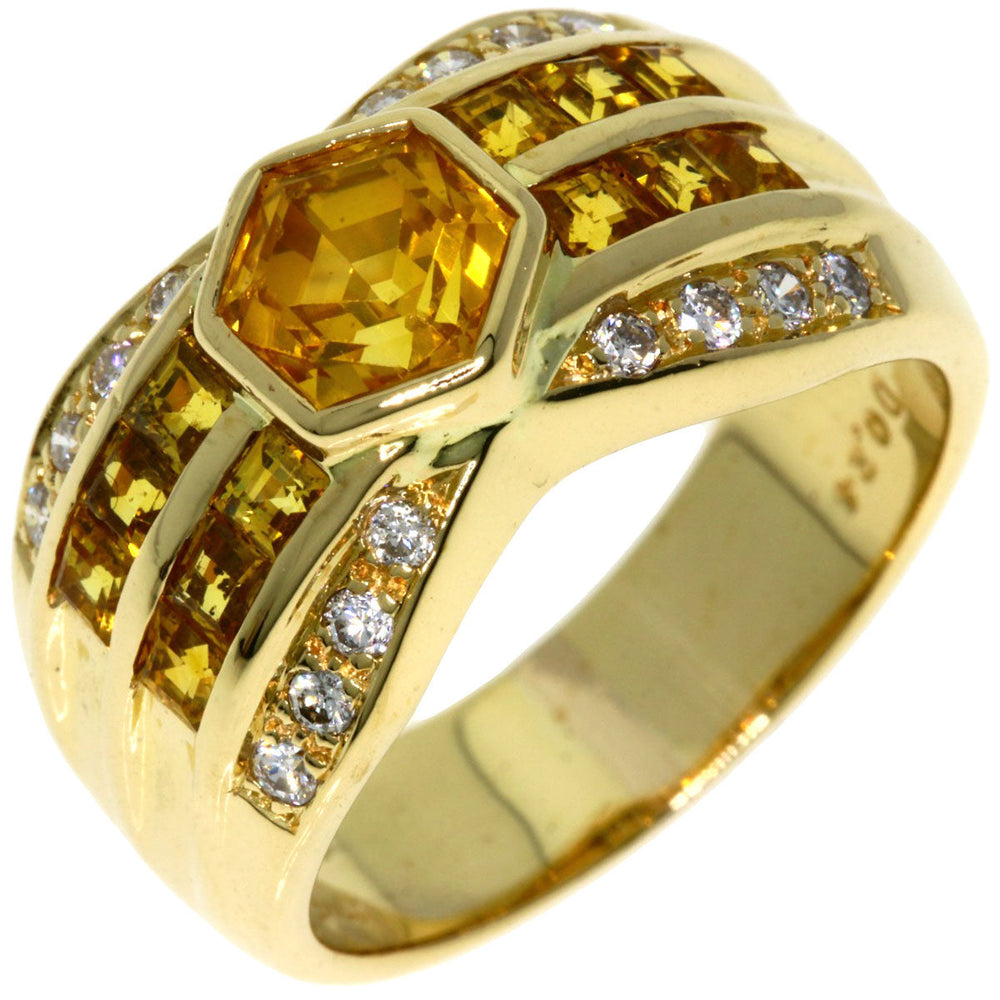 JUNE Ring 18K Yellow Gold gold Yellow sapphire diamond Women Used Authentic