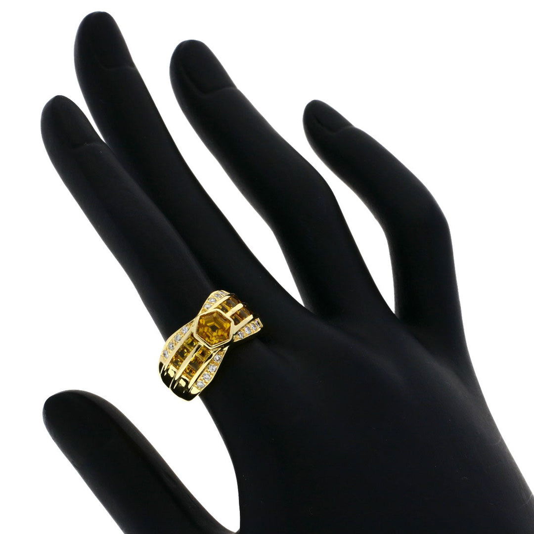 JUNE Ring 18K Yellow Gold gold Yellow sapphire diamond Women Used Authentic