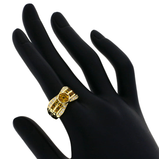 JUNE Ring 18K Yellow Gold gold Yellow sapphire diamond Women Used Authentic