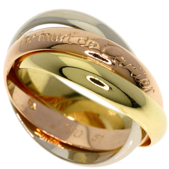 CARTIER Ring K18YG , K18PG , K18WG gold Trinity #51 Women Used Authentic