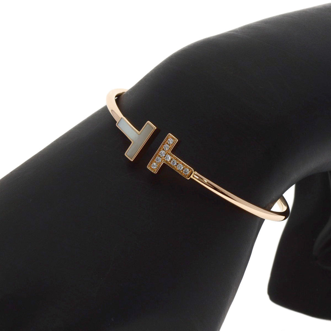 TIFFANY&Co. bracelet 18K Yellow Gold gold T-Wire Mother of Pearl Diamond