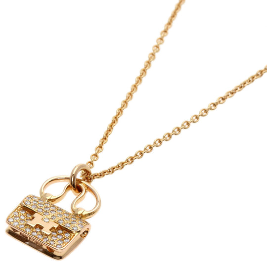 HERMES Necklace 18K Pink Gold gold Amulet Constance Women Used Authentic