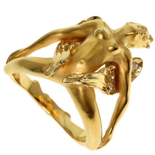 Carrera y Carrera Ring 18K Yellow Gold gold Angel motif Diamond Women Used Authentic