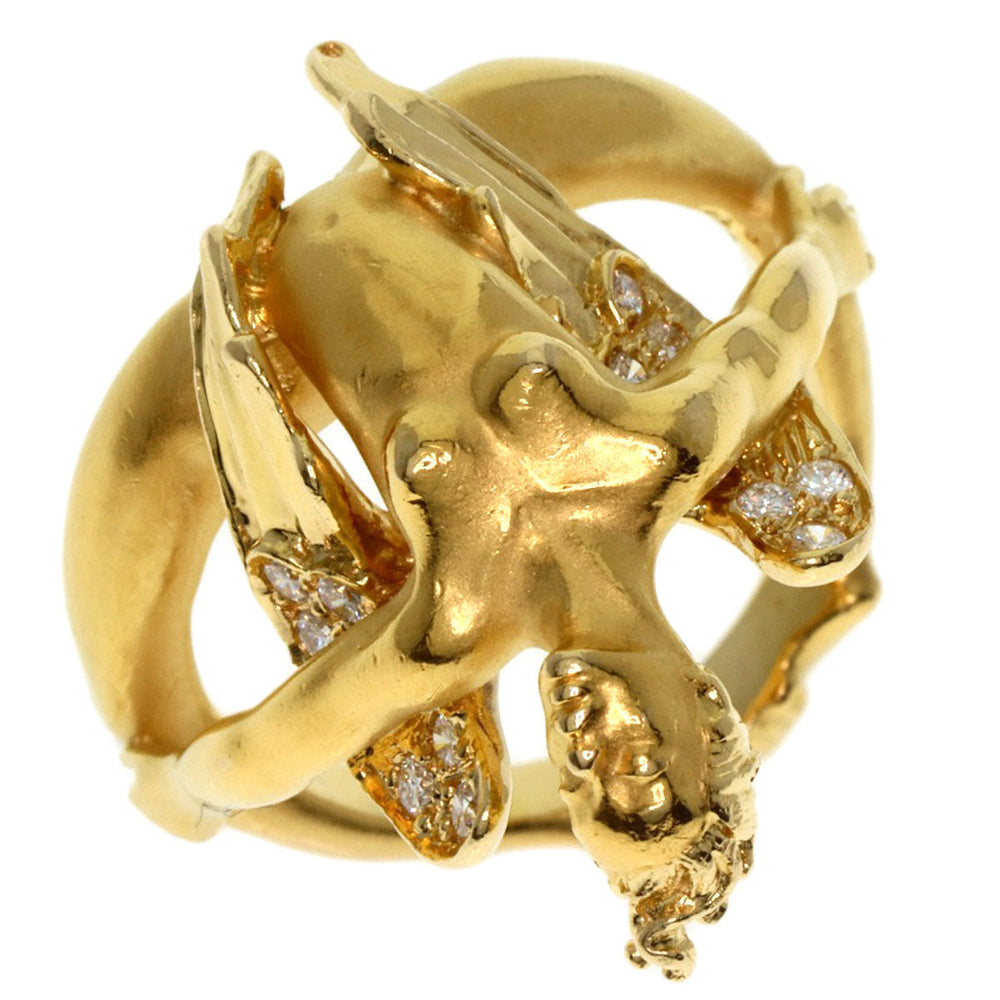 Carrera y Carrera Ring 18K Yellow Gold gold Angel motif Diamond Women Used Authentic