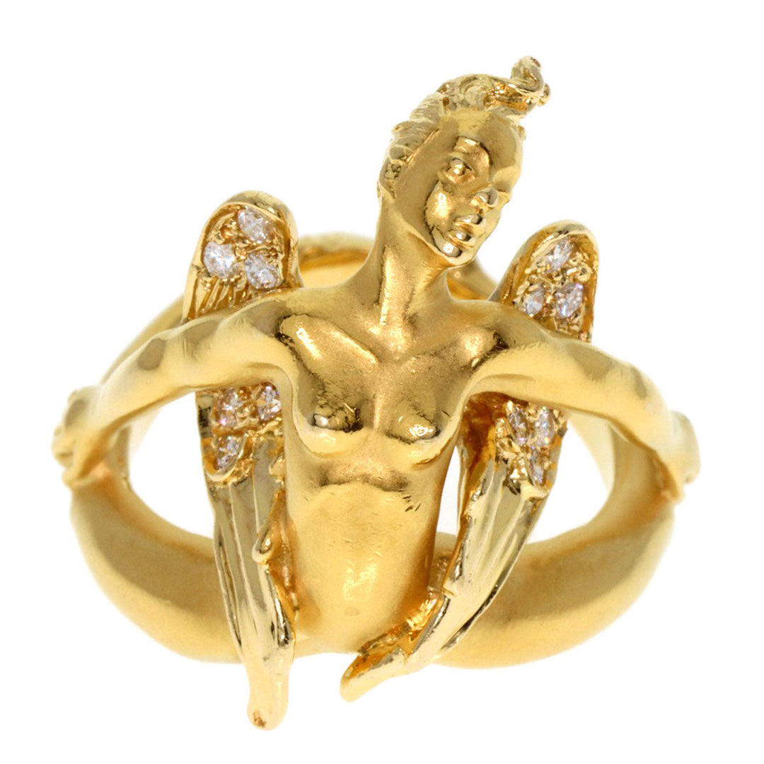 Carrera y Carrera Ring 18K Yellow Gold gold Angel motif Diamond Women Used Authentic