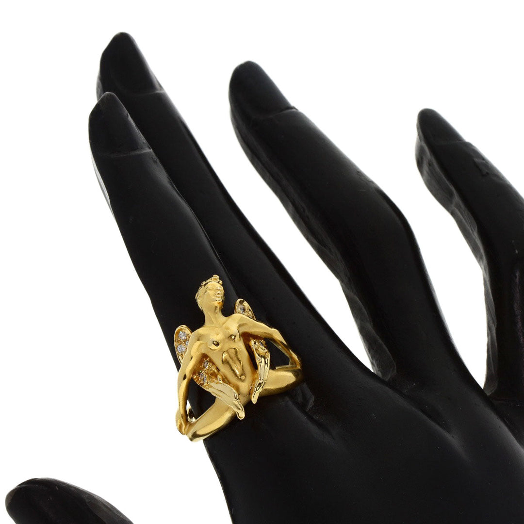 Carrera y Carrera Ring 18K Yellow Gold gold Angel motif Diamond Women Used Authentic