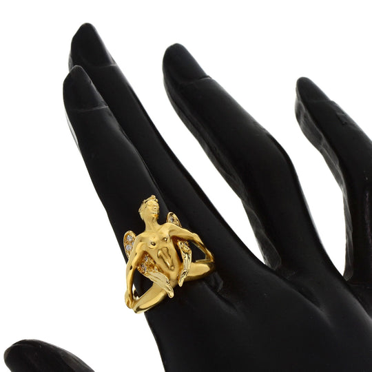 Carrera y Carrera Ring 18K Yellow Gold gold Angel motif Diamond Women Used Authentic