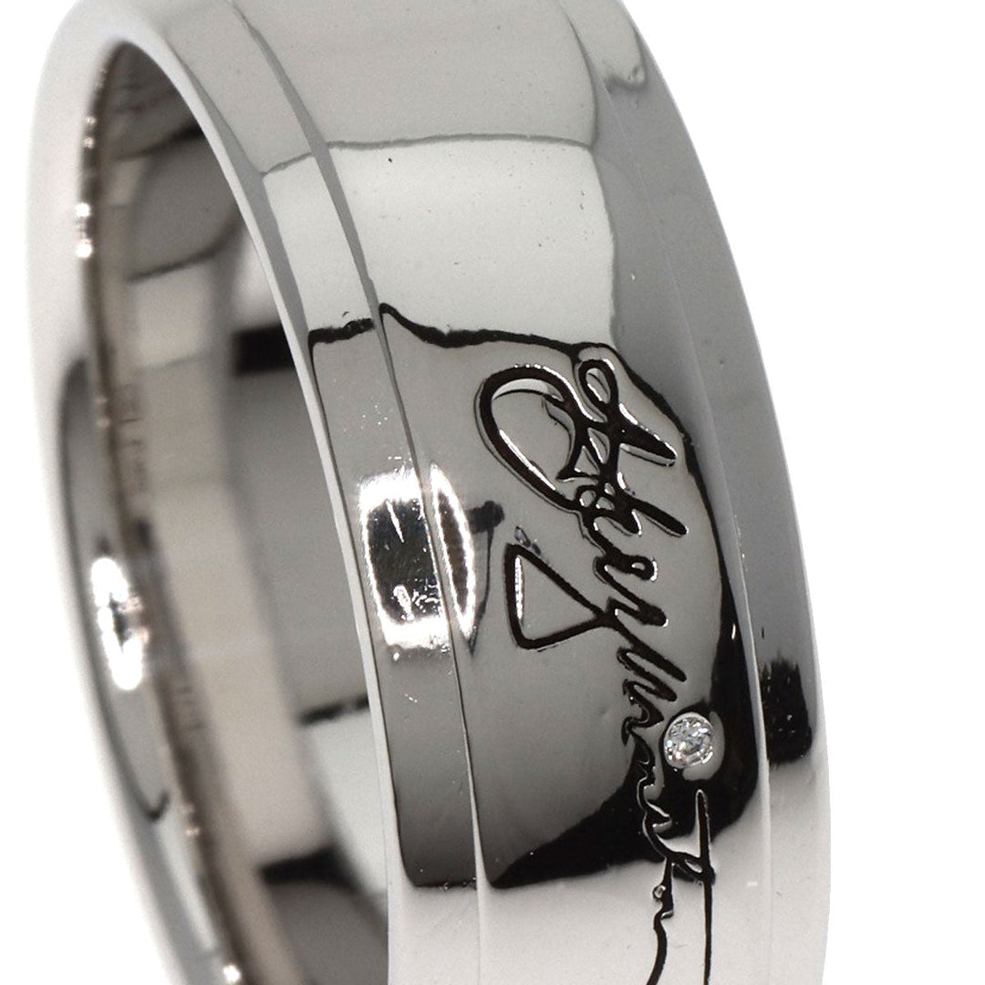 HARRY WINSTON Ring PT950 Silver Signature Band Diamond Women Used Authentic