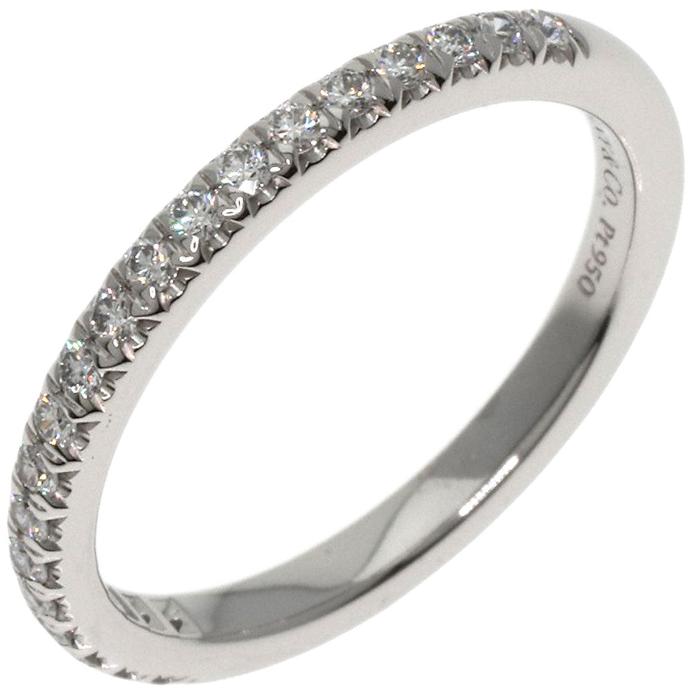 TIFFANY&Co. Ring PT950 Silver Novo Half Eternity Diamond Women Used Authentic
