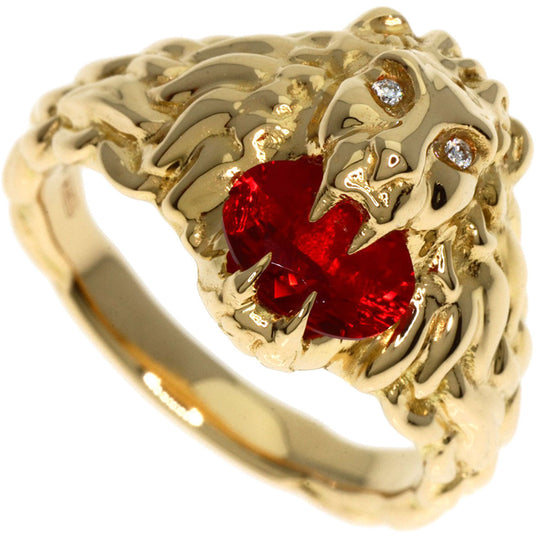 GUCCI Ring 18K Yellow Gold gold Lion Head Fire Opal Diamond #11