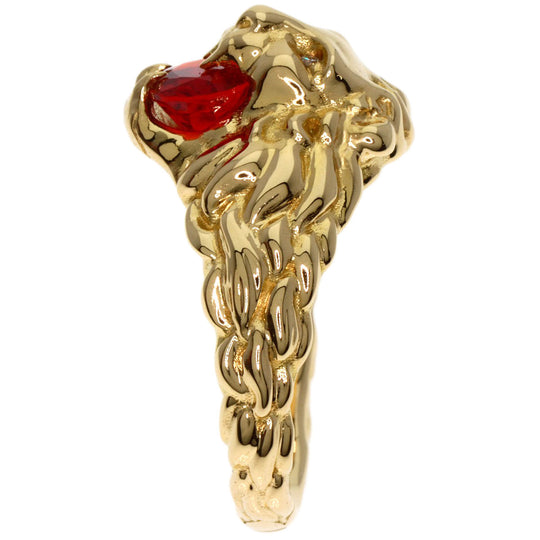 GUCCI Ring 18K Yellow Gold gold Lion Head Fire Opal Diamond #11