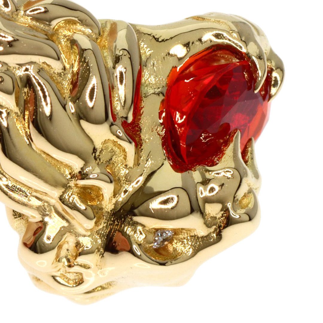 GUCCI Ring 18K Yellow Gold gold Lion Head Fire Opal Diamond #11